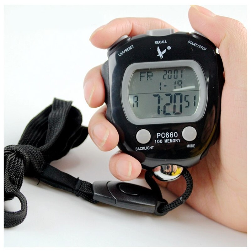100 memory Stop Watch Chronograph Electronic Digital Night Light Sports Stopwatch Track and Field Referee Equipment