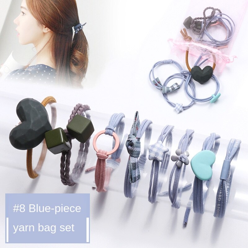 9 Uds bebé las vendas de Nylon niños elástico bandas para el pelo de los niños pelo cuerdas accesorios de bebé Princesa Madre de los niños y los niños: 8 pcs blue