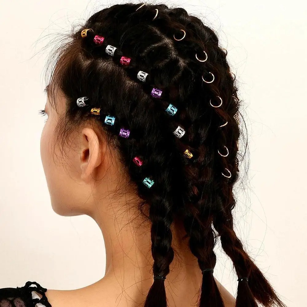 100 Uds. Anillos para el cabello para rastas, Clip ajustable para puños, trenzas para el cabello, joyería para el cabello Loc para trenzas, horquilla, accesorios para el cabello para niña