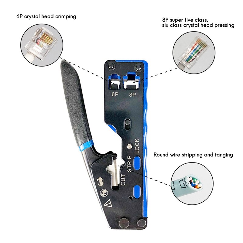 RJ45 RJ11 Network Crimper Cable Stripping Plier Stripper for Cat5 Cat6 Cat5E Connector Ethernet Cable Cutter
