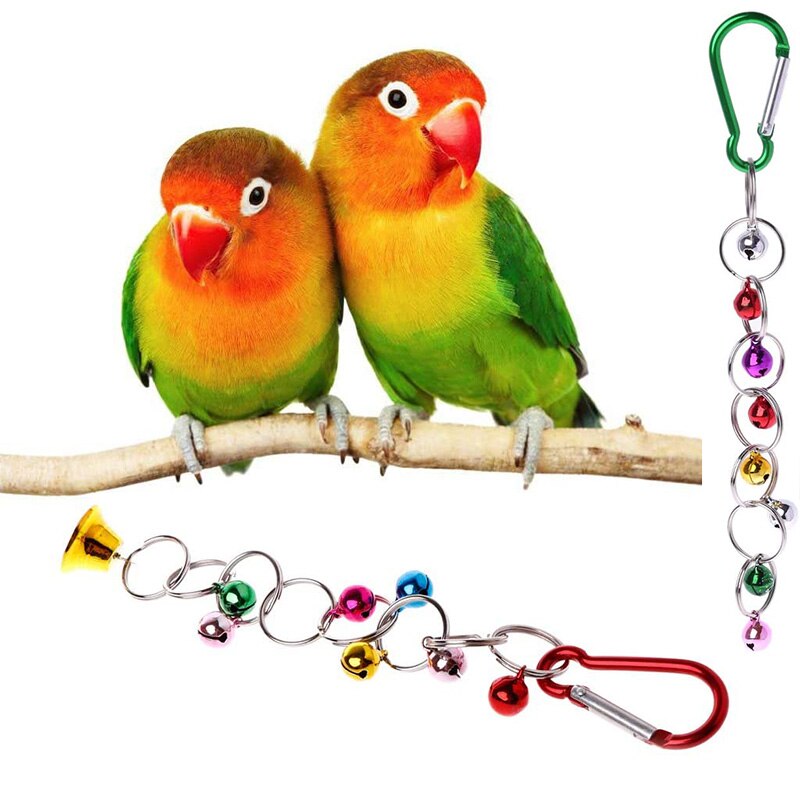 Parrot Bell Toy Funny Colorful Bird Bell Hanging Swing Chain Birds Toy Chewing Bell Bird Cage Accessories Pet Supplies