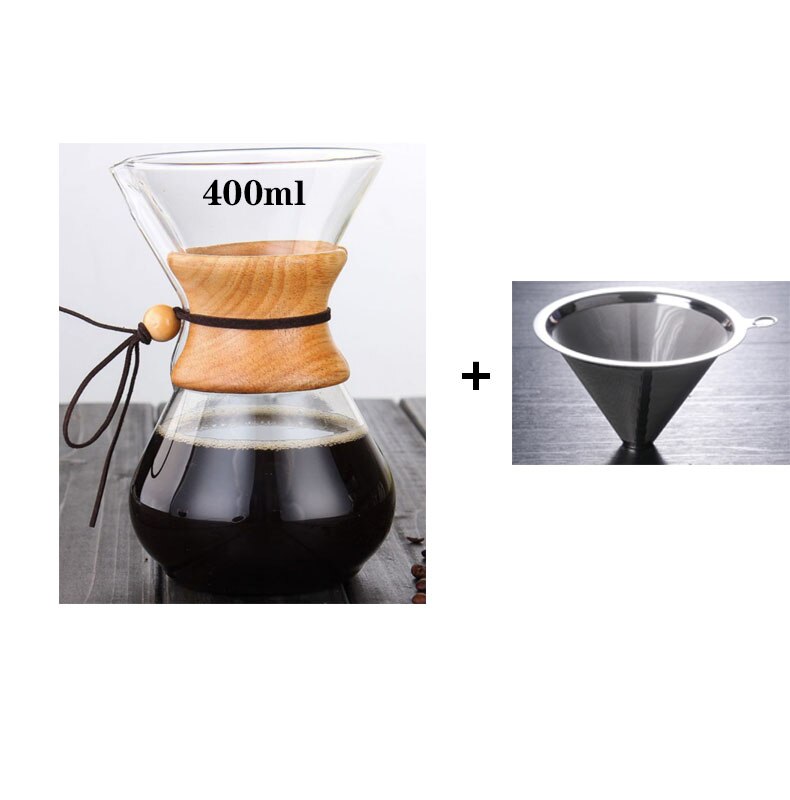400 Ml 600 Ml 800 Ml Glas Koffiezetapparaat Espresso Potten Machine Met Rvs Filter Hoge Temperatuur slip Thuis: 400ML With Filter-2
