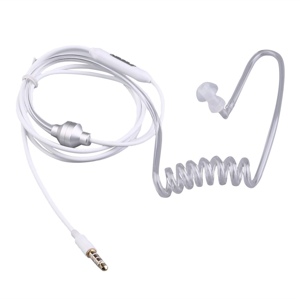 Akoestische Stralingsbescherming Anti-Straling Hoofdtelefoon Air Tube Handsfree Oortelefoon Met Microfoon Volumeregeling Oorhaak: Silver