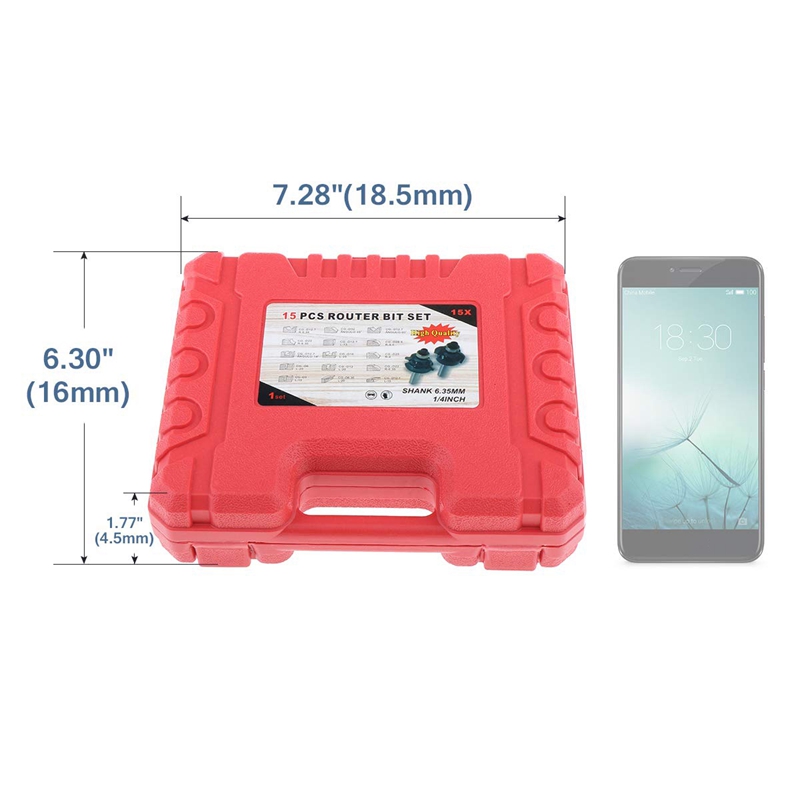 15Pcs Tungsten Carbide Router Bits Set 1/4 Inch Shank Joinery Bits Tongue and Groove Set Wood Milling Cutter