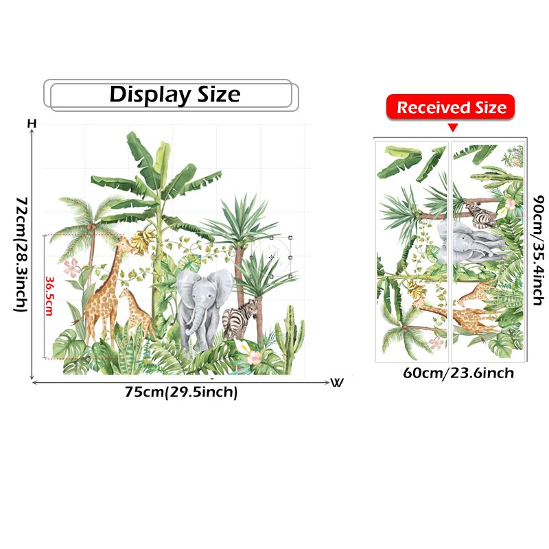 Brup Aquarel Tropische Bos Dier Muurstickers Kinderkamer Muurstickers Voor Kinderkamer Decoratieve Sticker Diy Muurstickers