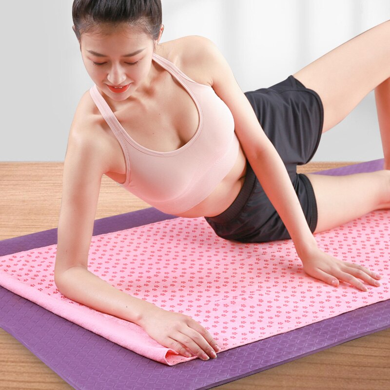 Fitnessmåtte 183*63 cm skridsikker yoga håndklæde tæppe lugtfri svedabsorberende yogamåtte håndklæde til fitness træning pilates træning