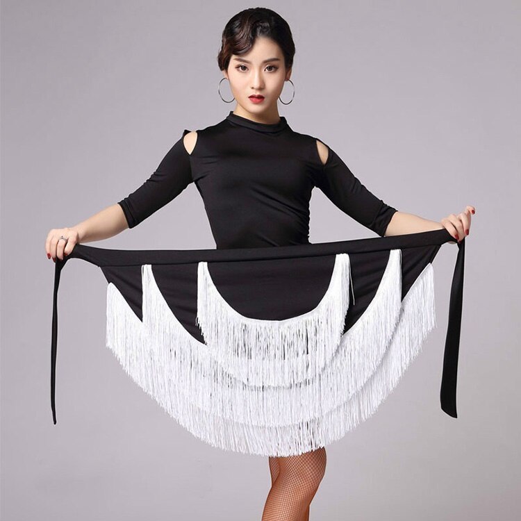 Latin Dance Skirt For Women Fringe Tassel Hip Scarf Latin Dancing Skirt Wrap Ballroom Competition Practice Latin Dress