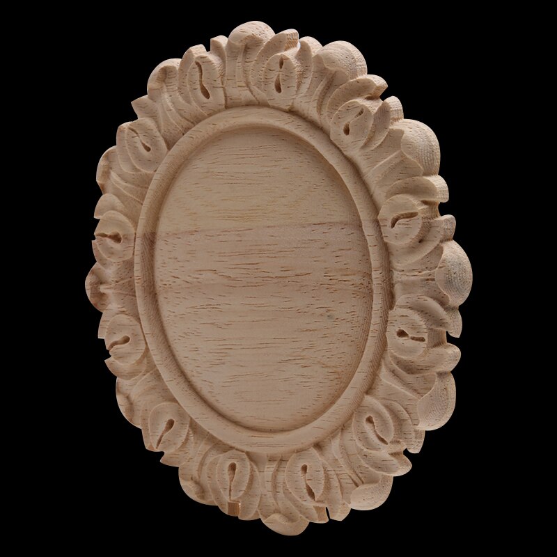 Solid Wood Decal Wood Carving European Round Patch Wood Carving Furniture Decoration Cabinet Door Cabinet Bed Flowers Wood Decal