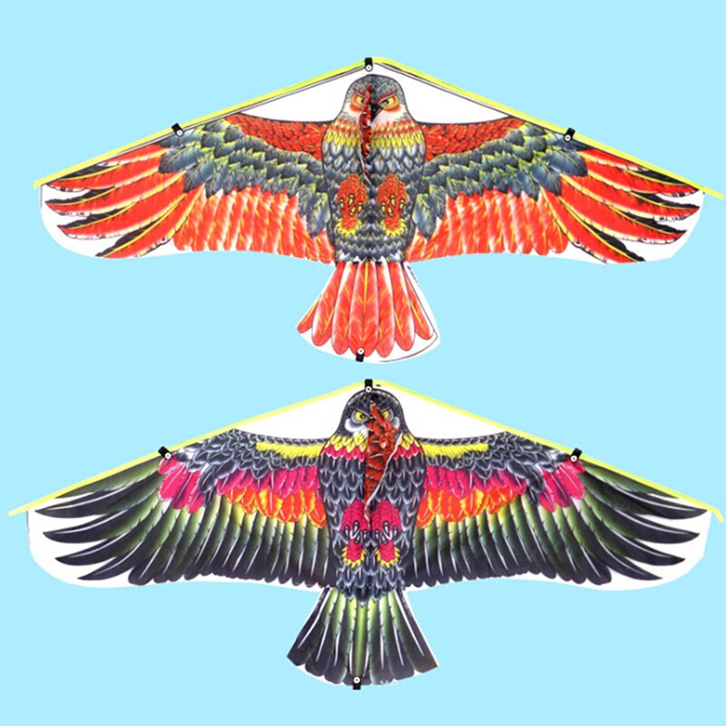 1M Platte Eagle Kite Met 30 Meter Kite Lijn Kinderen Vliegende Vogel Vliegers Windzak Outdoor Speelgoed Tuin Doek Speelgoed voor Kids