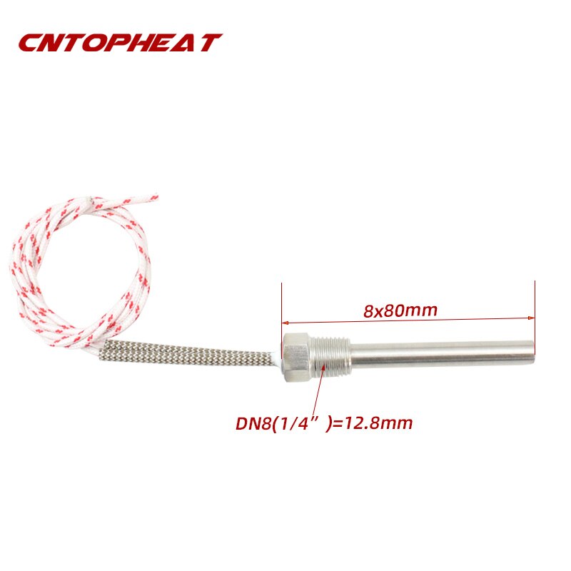 DN8/12.8mm 12v 100w DC Cartridge Heater Stainless Steel Heating Element Tubular Heater