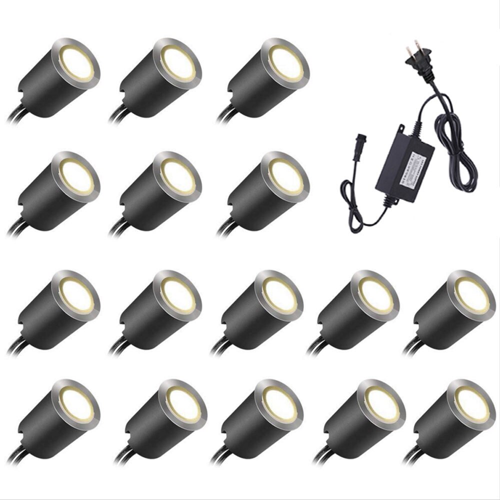 12V LED Deck Licht Wasserdichte IP67 Unterirdischen Lampe 32mm 0,6 W/stück Landschaft Garten Einbau LED Deck beleuchtung Treppen Scheinwerfer: 16Stck uns / warm Weiß