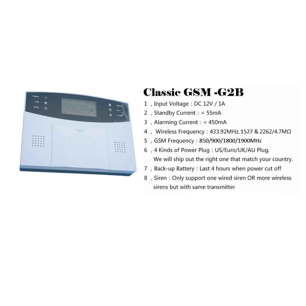 Home Security Alarm System 433MHz Wireless PIR Motion Sensor Door contact LCD Panel GSM Alarm system Indoor Siren