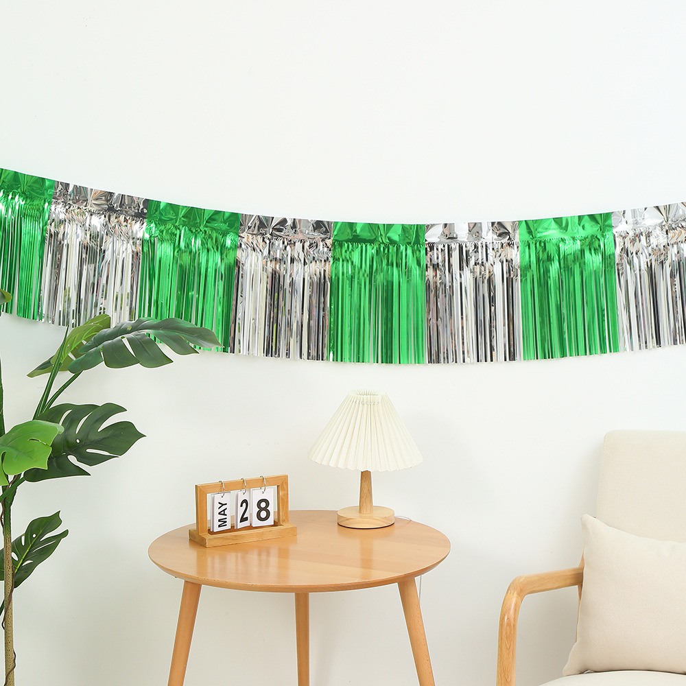 Guirnalda de flecos de aluminio, banderines de 30x300CM para colgar en la pared, cortina, telón de fondo, decoración para boda, de cumpleaños: L / Verde oliva