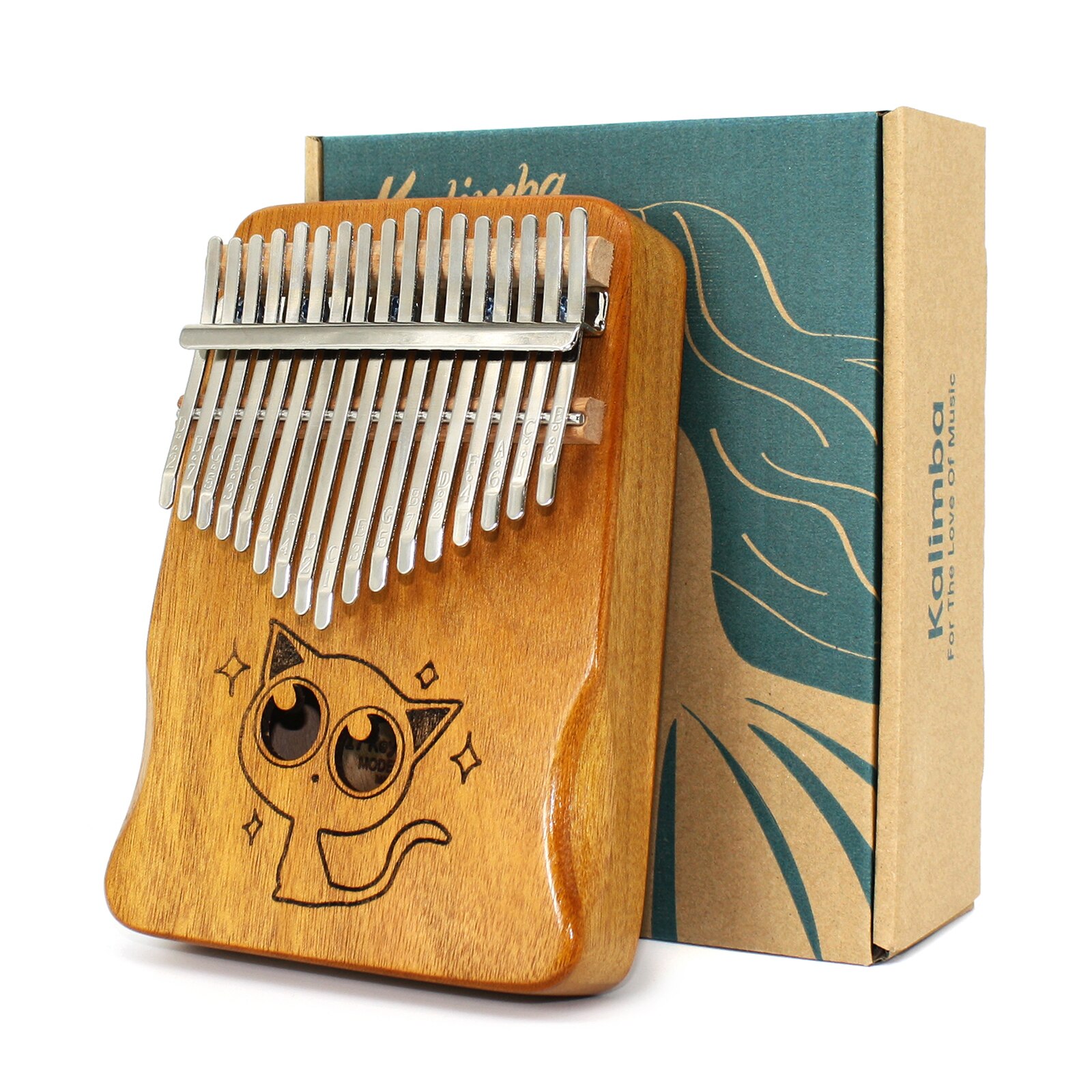 Kalimba 17 key Thumb Piano Wood Mahogany Mbira Body Musical Instruments Africa Kalimba Piano with Accessories: Cat-Yuanmu