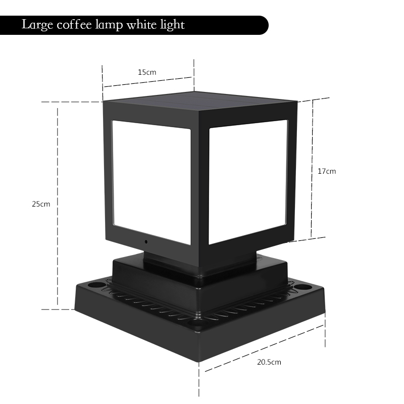 LED Solar Column Headlight Solar Powered Pillar Lamp Outdoor Waterproof Wall Light for Villa Courtyard Landscape Garden Decor: C cool white