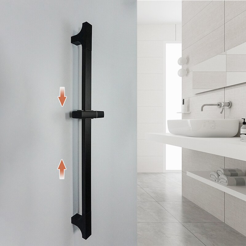 Black 3 Function ABS Hand Held Shower Head High Pressure Rain Shower Sprayer Set Wall Mount Slide Bar with Hose and Bracket