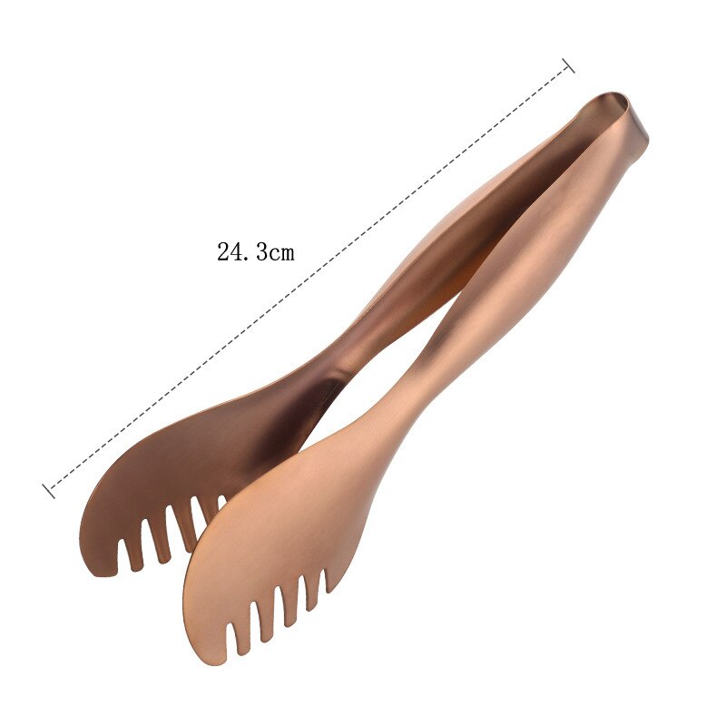 Pince de service de Buffet en acier inoxydable, à dents, en métal, pour barbecue, pince à aliments résistante à la chaleur, ustensiles de cuisine: Rose gold