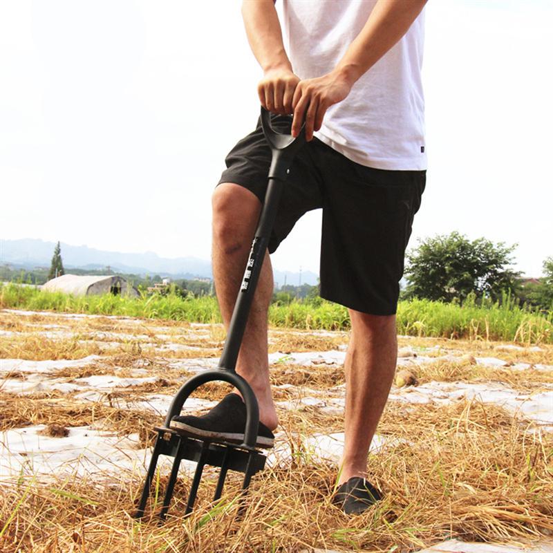 Long Handle Garden Tool Manganese Steel Digging Fork with Grip Handle Digging Manure Fork Thick Pedal Weeding Accessories
