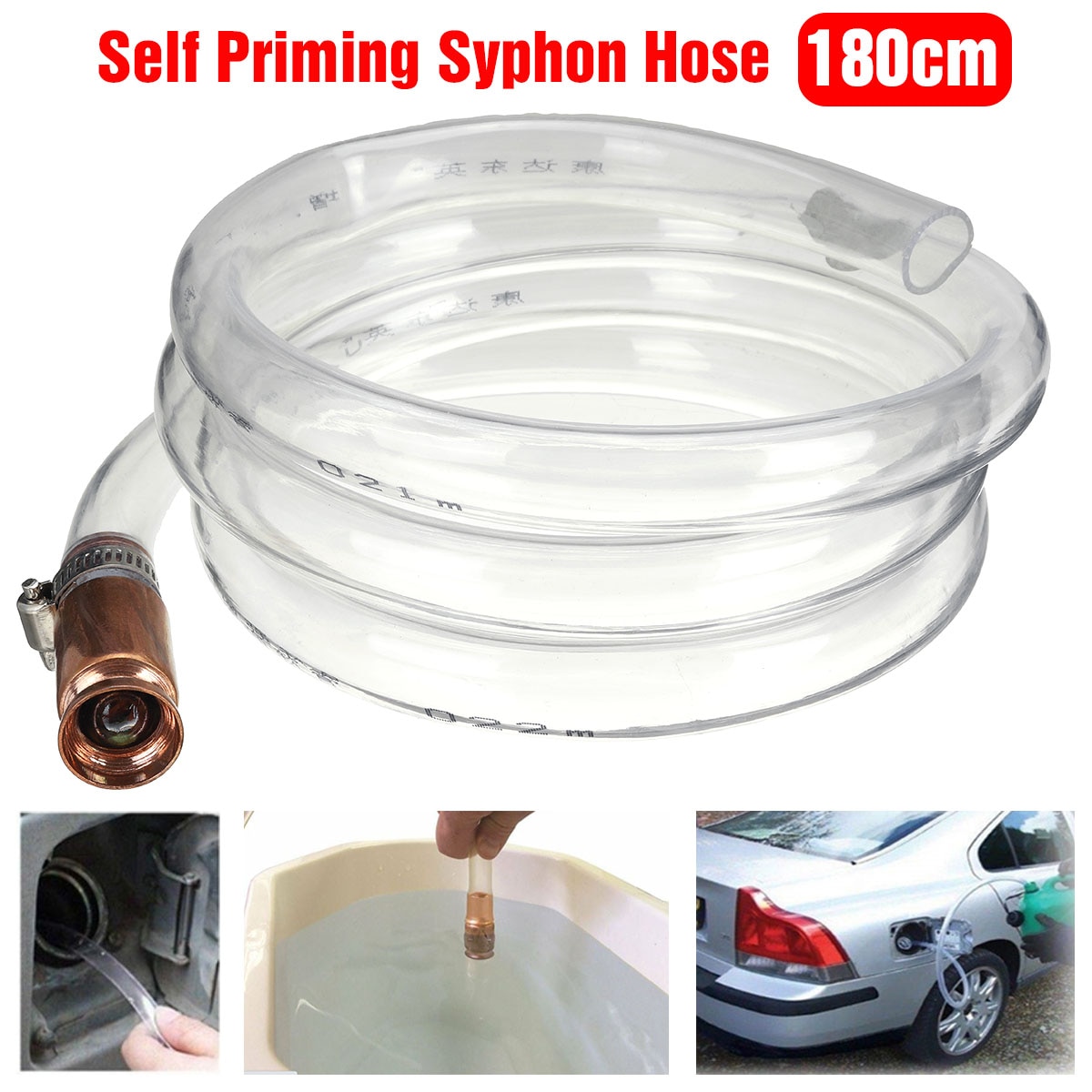 Portable 5/6Ft Self Priming Syphon Pump Hose Liquid Water Fuel Oil Petrol Gasoline Transfer Tube Self Shaker Siphon Safety Pump