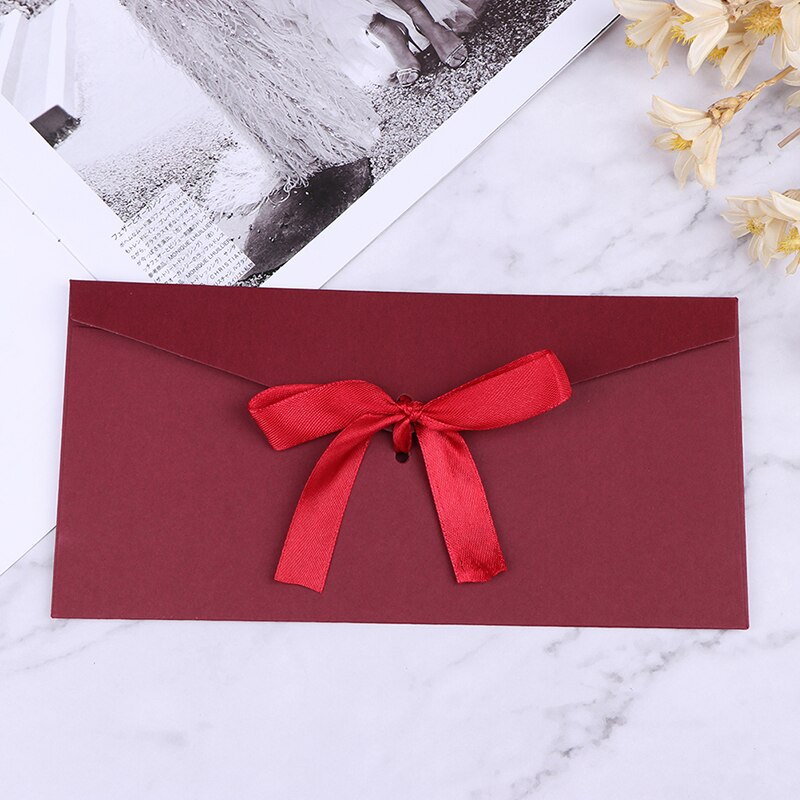 1 ud. 22*11cm Sobres de papel de perla de lazo clásico para boda sobre de invitación sobre de 4 colores: Rojo