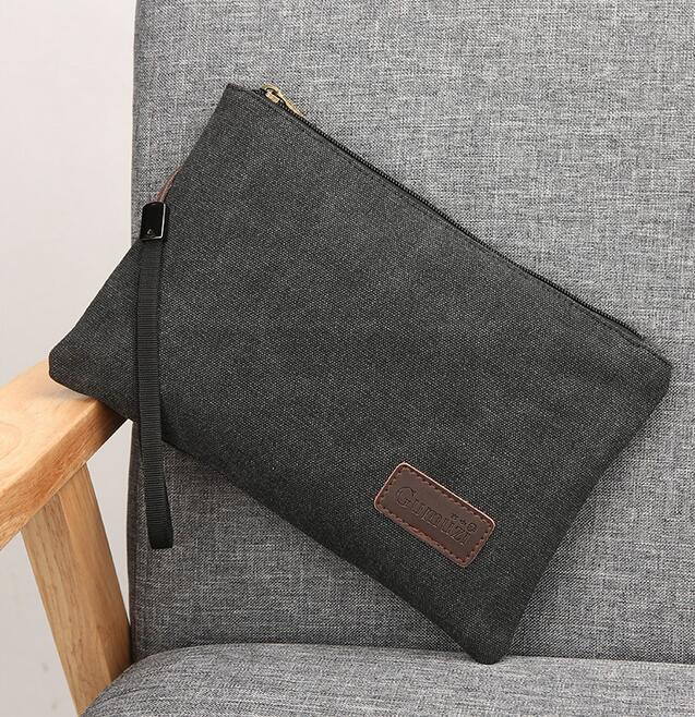 Bolsa de envelope de lona para homens, bolsa com luz vestível para homens de negócios: Black