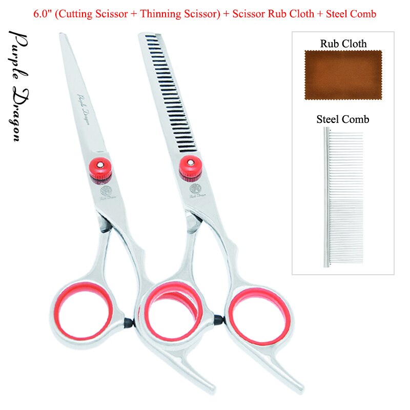 Purple Dragon 6.0" Dog Grooming Scissors Stainless Steel Pets Straight Curved Scissors Thinning Shears Dogs Hair Clippers B0001B: B0001B-09-60