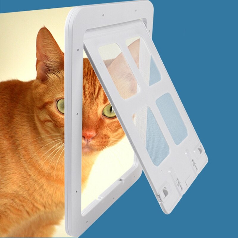 Écran carré Pet Fenêtre Porte Accès Contrôlable Chatière Porte Moustiquaire 4 Voies Verrouillage Écran Porte pour Chats