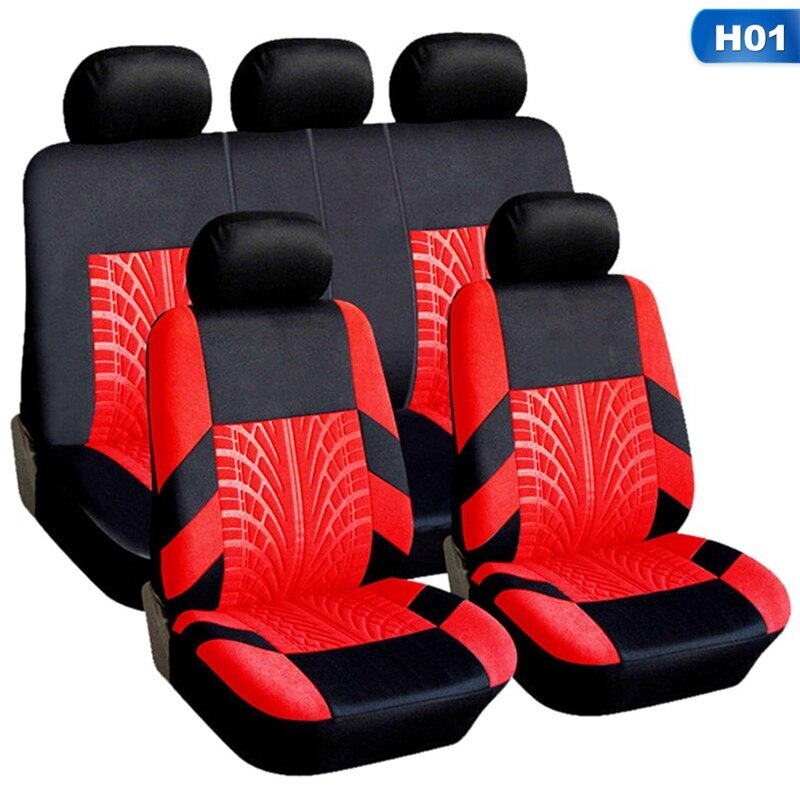 Universal 4/9 stk bil auto sædeovertræk dæk mønster sæde beskytter bil styling interiør tilbehør funda de asiento de coche: 9 stk  h01