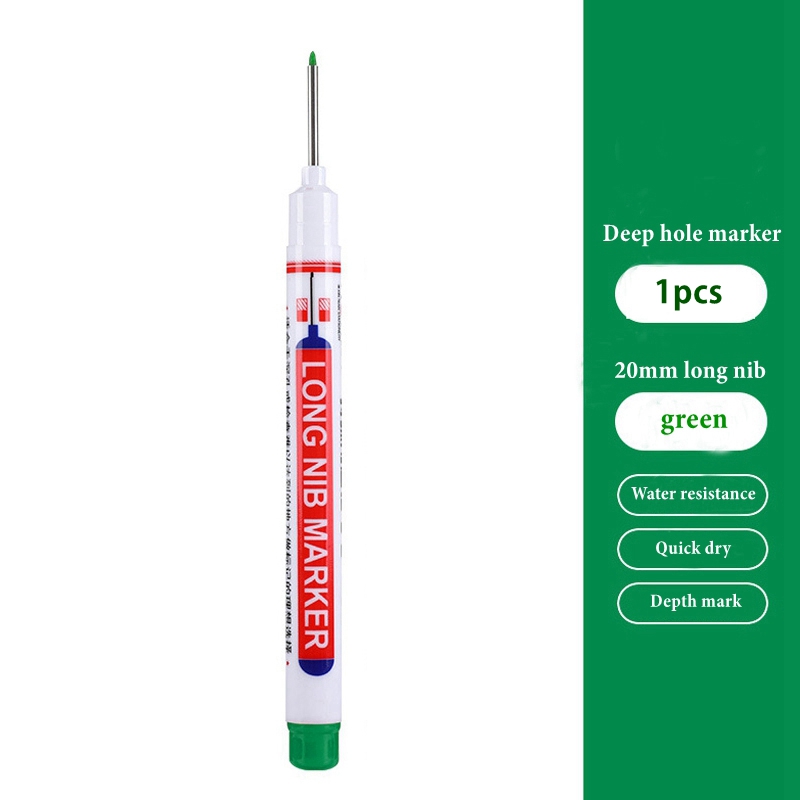 Haile Deep Hole Long Nib Multi-Purpose Marker Pens Waterproof Mechanical Carpentry Bathroom Woodworking Construction Marking Pen: Burgundy