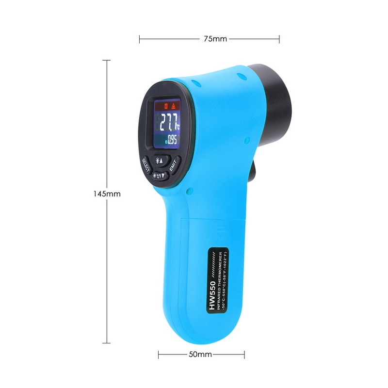 HW550 Handheld Infrared Thermometer Non-contact Temperature- -50~550°C LCD Kitchen Digital Termometer Sensor