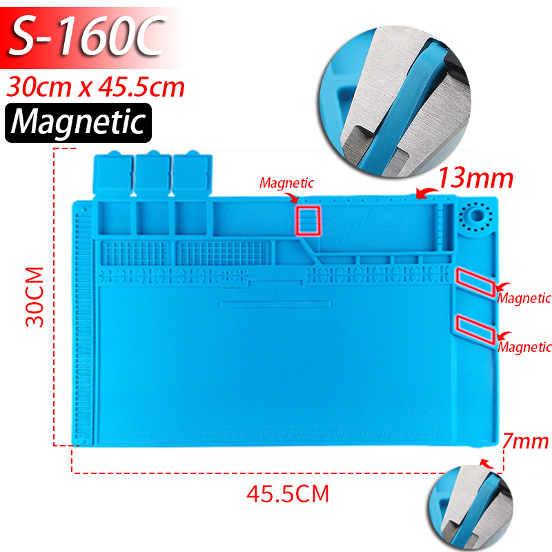Lötstation Matte Silikon Arbeitsmatte Hitzebeständig 932 ° F Antistatische Magnetmatte für die Reparatur elektronischer Telefon-Laptop-Uhren: YELLOW