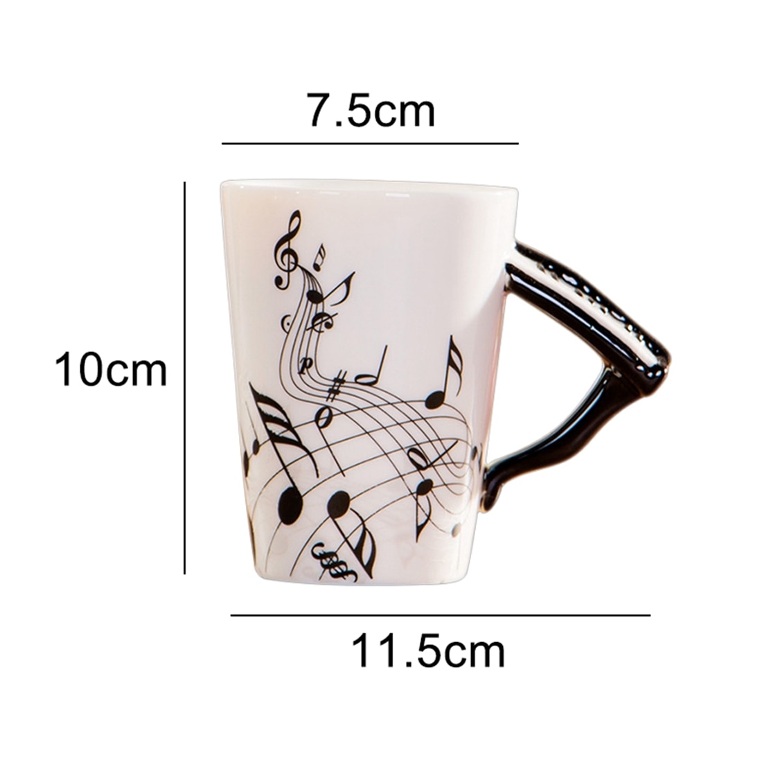Taza de cerámica creativa con mango de piano, taza de café, té de la leche, instrumento musical único gif