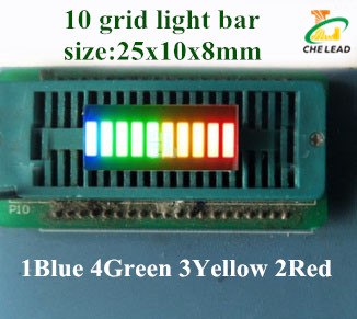 20 stk 25*10mm lysbjælke 10 gitter digitalrør rød grøn blå gul hvid led digital lysbjælke 10 segment led lysbjælke display: 1b 4g 3y 2r