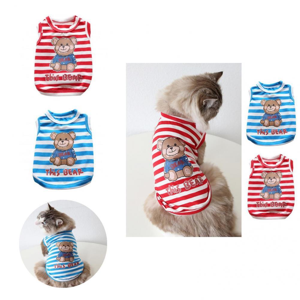 Nuttig Hond Mouwloos Shirt Voorkomen Benauwdheid Dierbenodigdheden Huisdier T-shirt Hond Shirt Gestreepte Patroon Voor Home Hond Vest