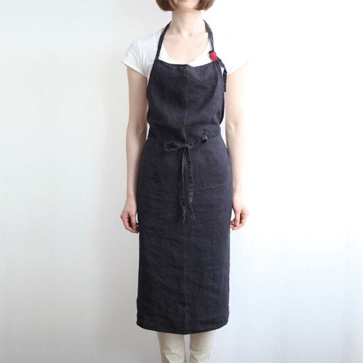 INS Japanese Linen Cotton Lace-up Apron Dress Art Men And Women Work Apron 100*100cm Sleeveless Apron Home: 1