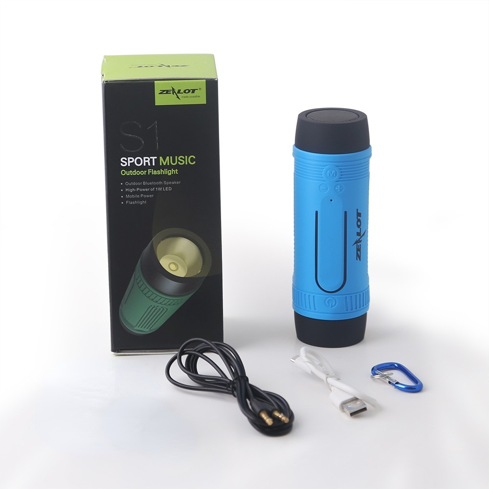 Ijveraar S1 Bluetooth Speaker Outdoor Fiets Draagbare Subwoofer Bass Draadloze Kolom Fm Radio Power Bank + Zaklamp
