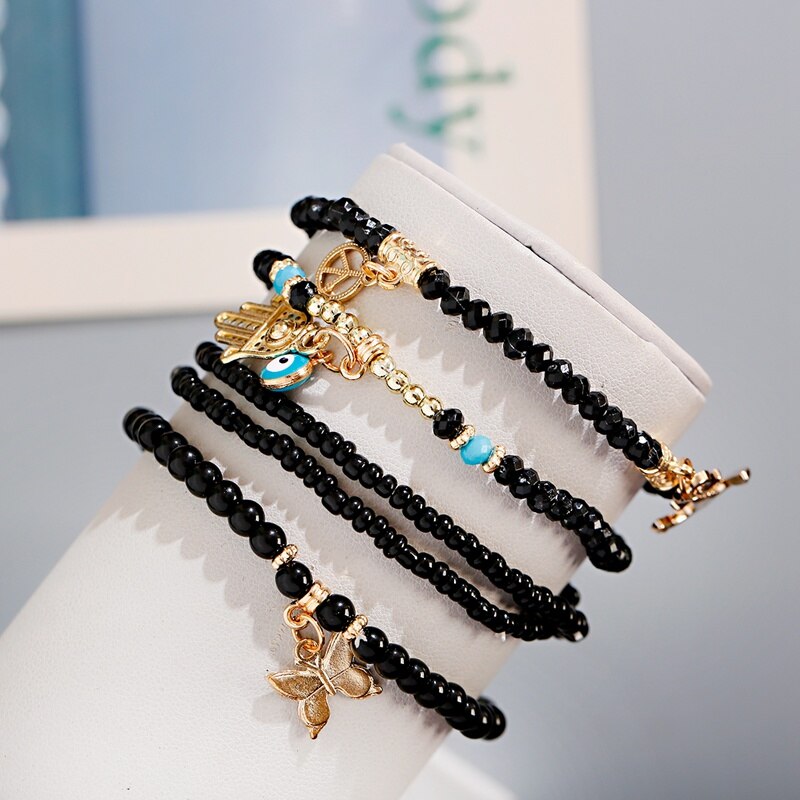 Boho Zomer Stenen Kralen Charmes Boze Oog Armband Pulseras Mujer Ster Hand Hanger Armbanden & Bangles Set Voor Vrouwen: Style 3