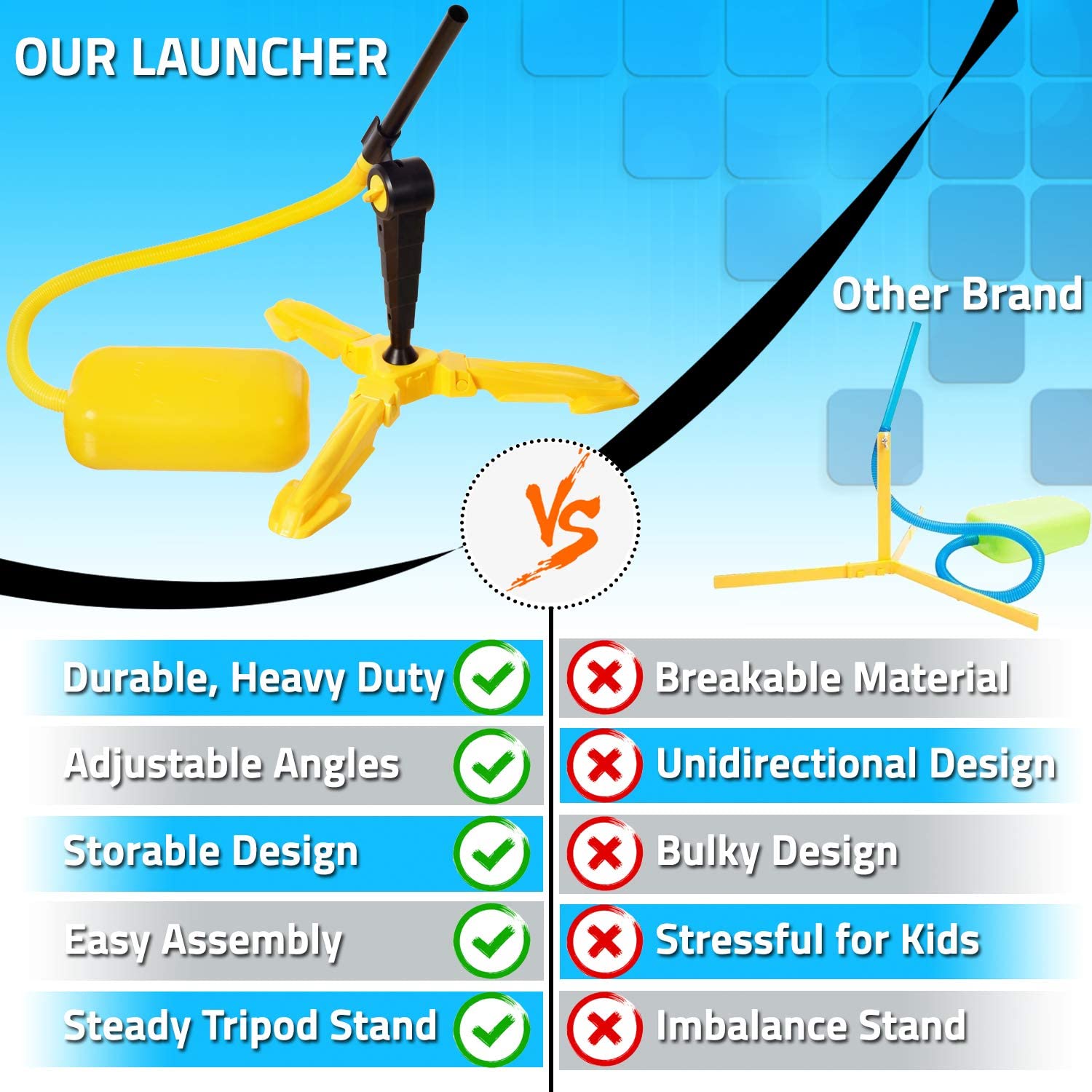 Speelgoed Rocket Launcher Voor Kids Schiet Tot 100 Voeten 8 Kleurrijke Schuim Raketten En Stevige Launcher Stand Met Voet launch Pad