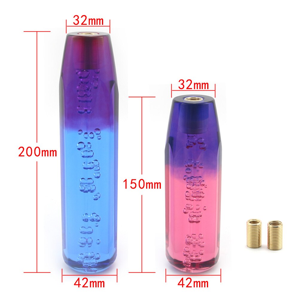 Car Manual Shift Knob Gear Shifter Head Shift Knob Stick Crystal Transparent Bubble Purple Blue Throw Gear Shifter 15CM 20CM