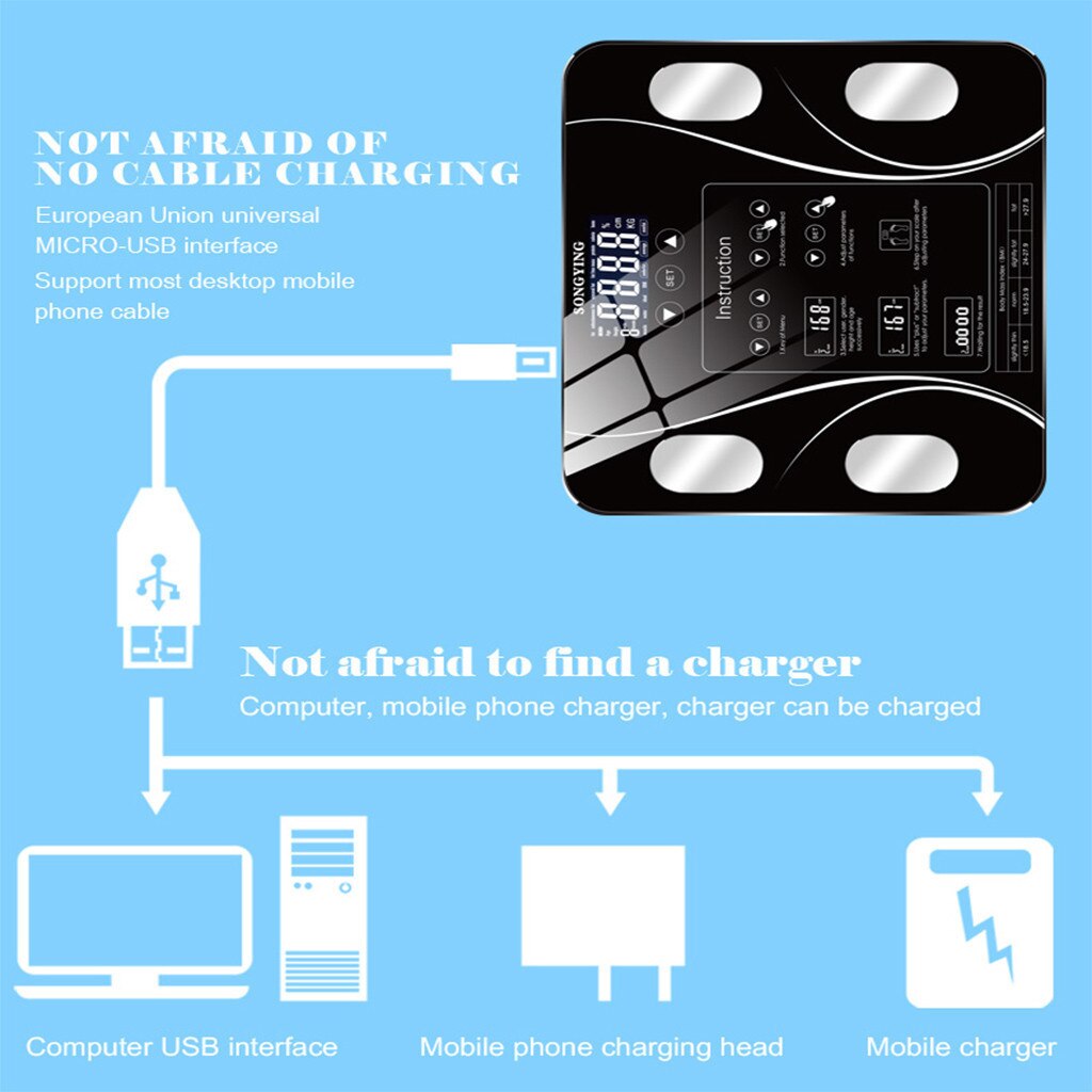 Weight Scale Home Electronic Scale Multi-Function Human Floor Science Intelligent Electronic LED Digital Bathroom Scale #YL5