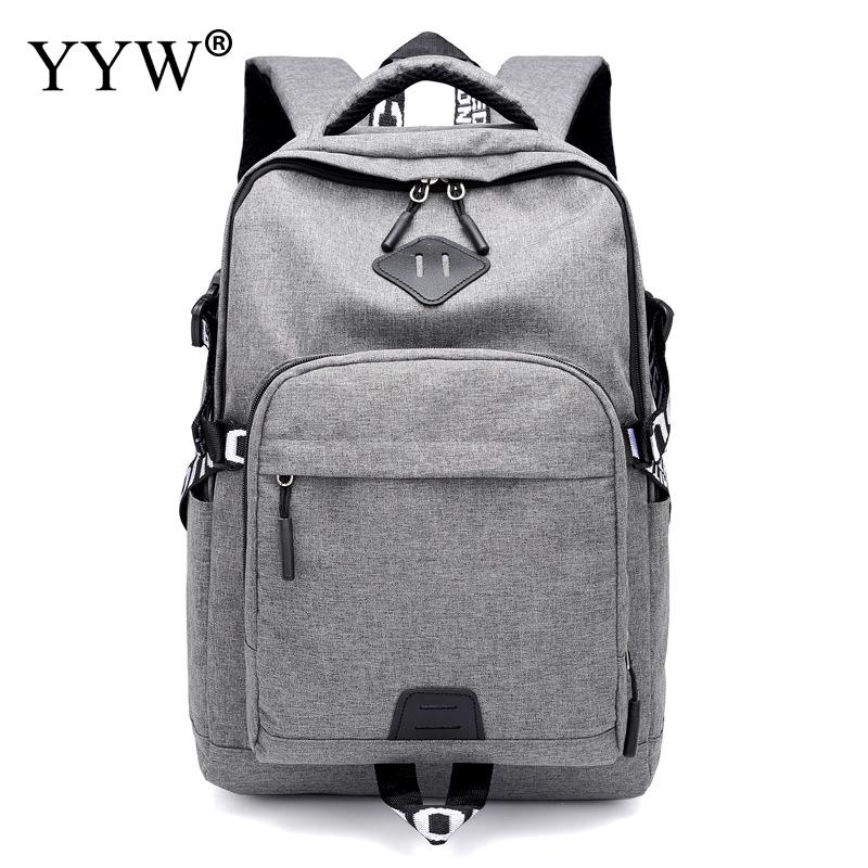 YYW Men'S Backpack Bag Canvas Laptop Backpack Computer Bag High School Student Large Capacity Casual Backpack: gray