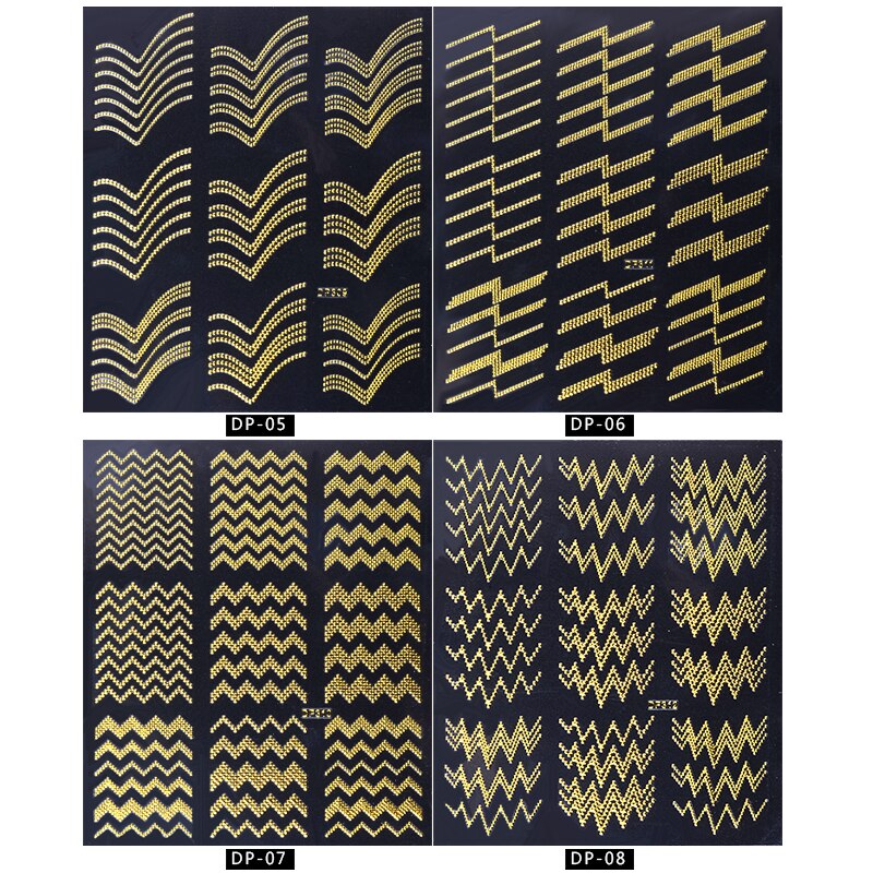 1 Uds pegatinas de uñas 3D Retro tachuelas calcomanías Metal dorado arte adhesivo para uña decoraciones
