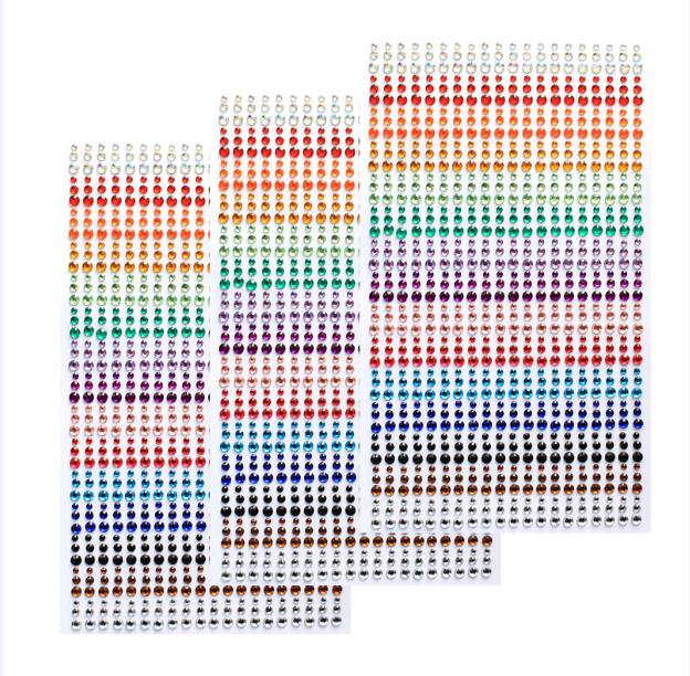 900 Stuks/vel 3 Size Steentjes voor nagels DIY Zelfklevende strass stickers voor pasen decoratie met 15 kleuren: 3 sheets