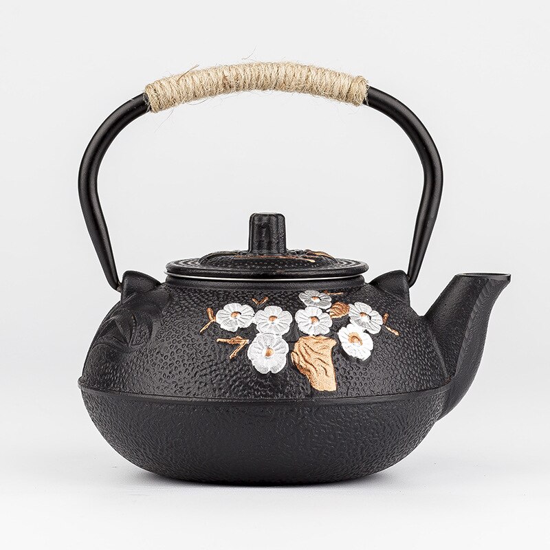 Japanische Gusseisen Teekanne Wasserkocher Pflaume Blüte Teekannen 300 ml/600 ml/800 ml: 600ml