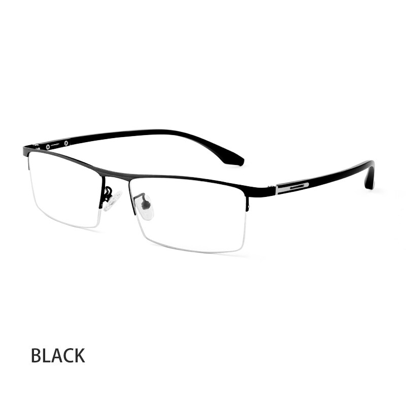 Glasses Frame Half Rimless Optical Eyeglasses Frame Prescription Eyewear Glasses Spectacles Men Business Spectacles: black