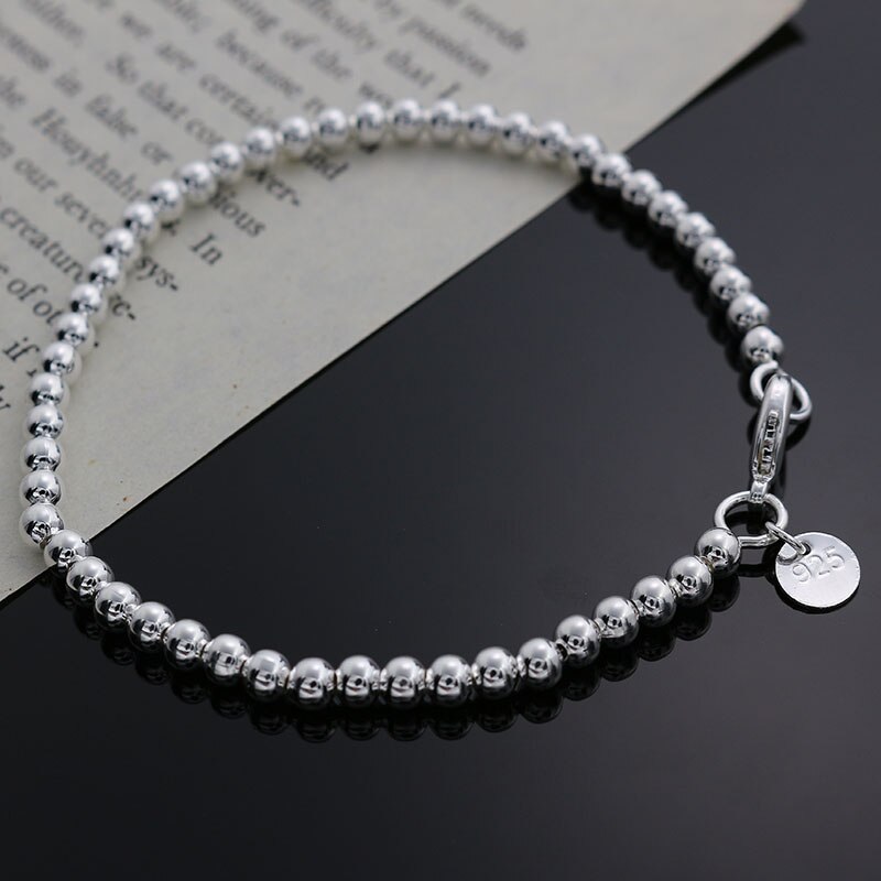 , Überzogene Silber exquisit Armbinde charme 4MM perlen frauen nette silber schmuck geburtstag H198