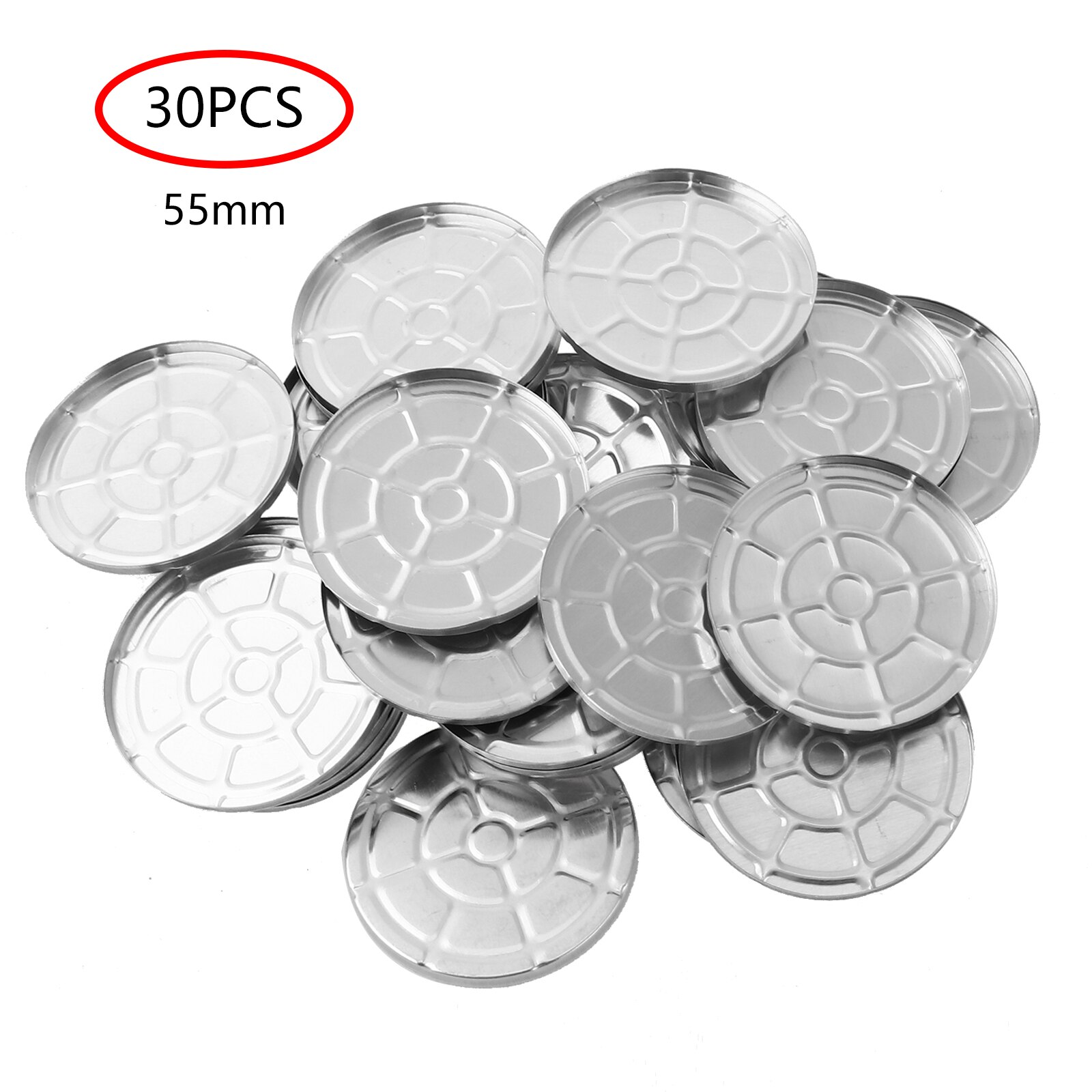 30Pcs Aluminum Eyeshadow Palette /Metal Sticker Round/Square Magnetic Palette Sticker for Empty Eyeshadow Makeup Color Palette: 55mm Aluminum Empty