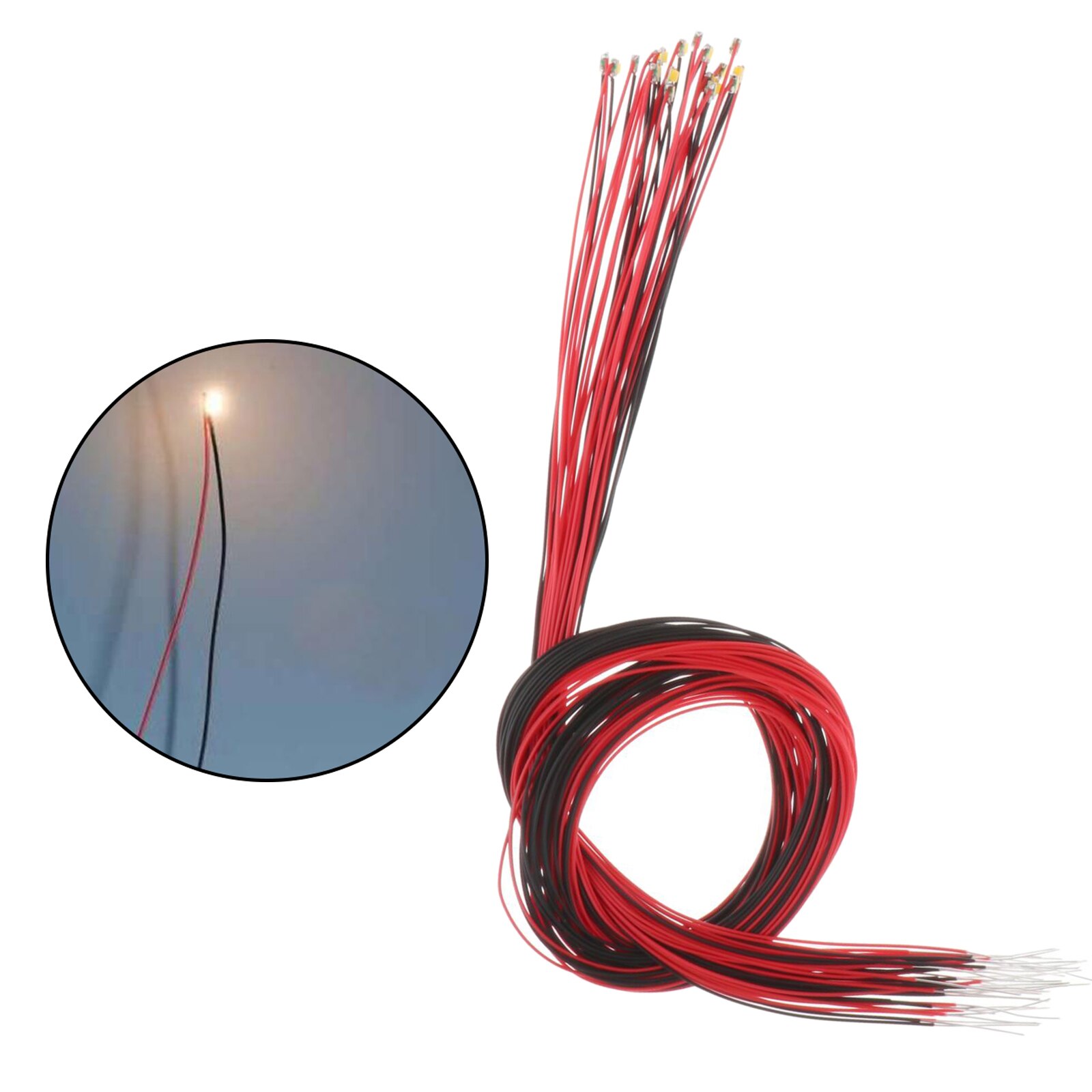 Cables de cables LED presoldados para modelo de tren, Micro Litz, SMD, 30cm, 6 colores opcionales para escenas de modelos de tren/ferrocarril, 20x: 10pcs Warm 1206