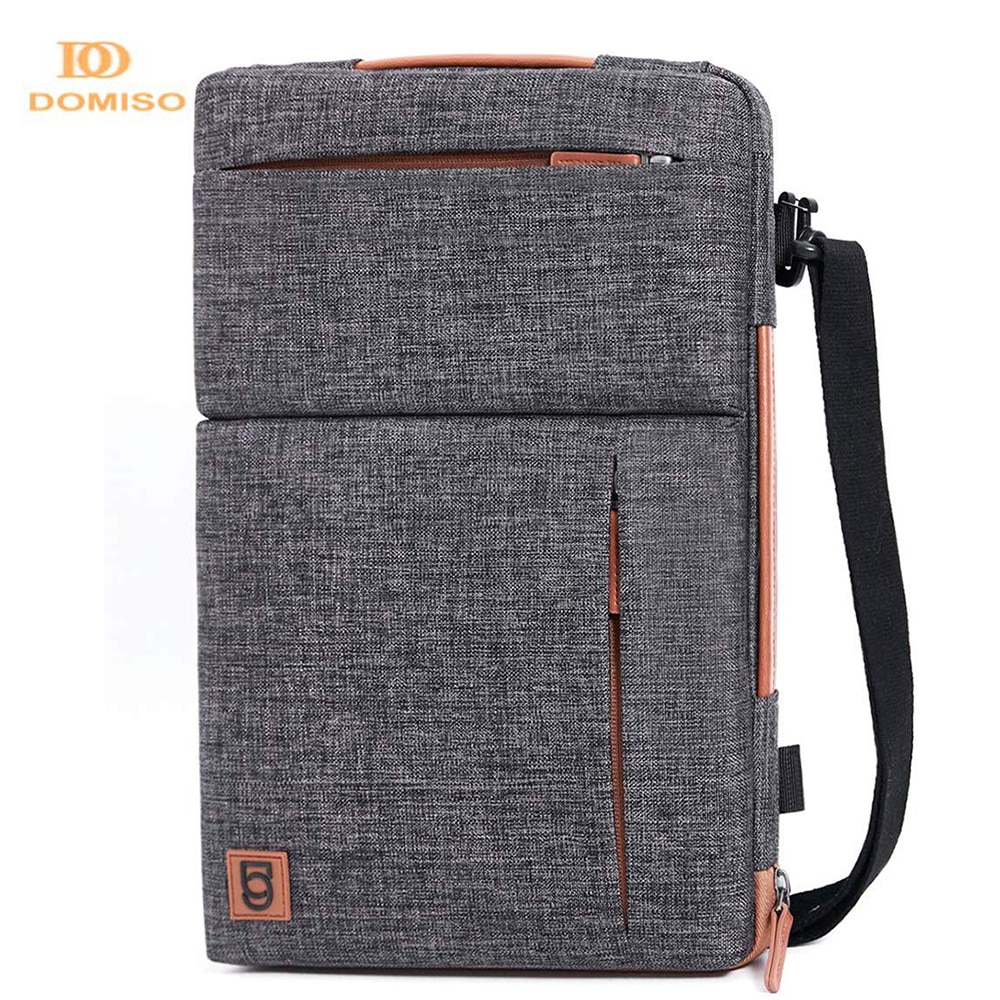Domiso multi-use strop bærbar taske med håndtag til 10 " 13 " 14 " 15.6 " 17 "tommer laptop stødsikker computer notebook taske, grå