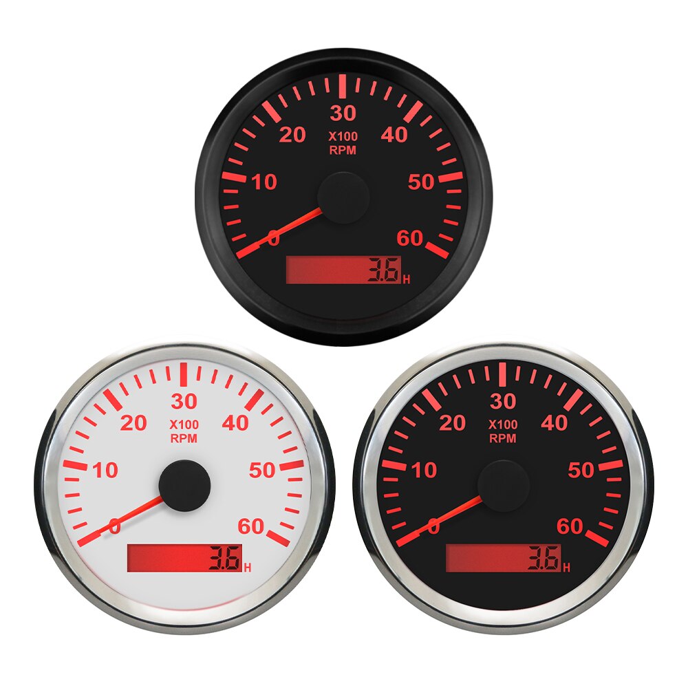 Universal Tachometer RPM REV Counter with Hour Meter 3000/4000/6000/7000/8000 RPM 85mm 9-32V with Backlight